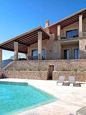 spanish property overlooking pool